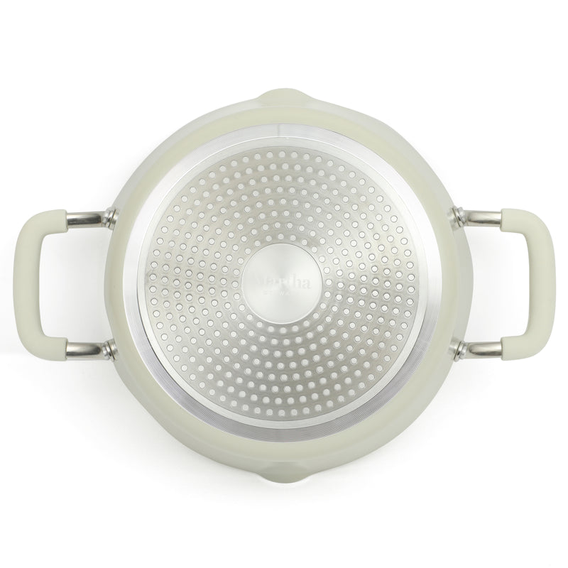 Martha Stewart Heathland 4.4qt Aluminum Dutch Oven w/ Lid - Linen - Taper Shape - Off White Ceramic Interior - Induction - Silicone Handle - T-Box