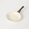 Oster Amberg Choice 8" Aluminum Frying Pan - Matte White - White Ceramic Interior - Wood Look Soft Touch Bakelite Handle - O/S - Color Label