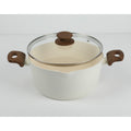 Oster Amberg Choice 4.7qt Aluminum Dutch Oven w/Lid - Matte White - White Ceramic Interior - Wood Look Soft Touch Bakelite Handle - Color Label