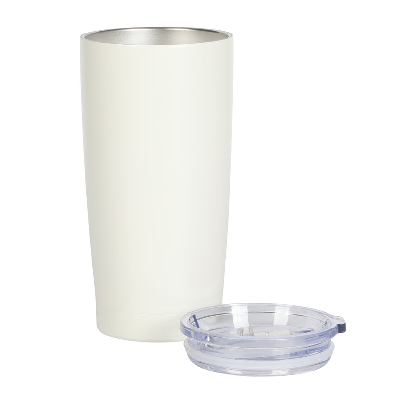 Gibson Home Marina 18 oz Stainless Steel Thermal Tumbler - Double Wall - Matte - Cream - Acrylic Lid - Color Sleeve