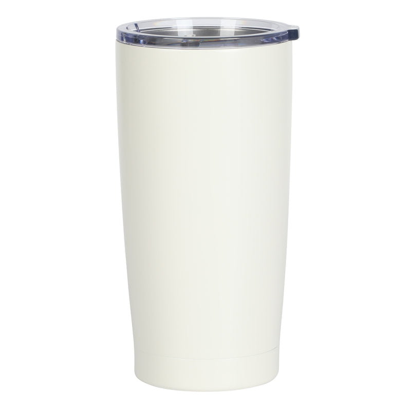 Gibson Home Marina 18 oz Stainless Steel Thermal Tumbler - Double Wall - Matte - Cream - Acrylic Lid - Color Sleeve