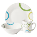 Gibson Home Green Loops 12pc Dinnerware Set -Decorated - Fine Ceramic - Gift Box