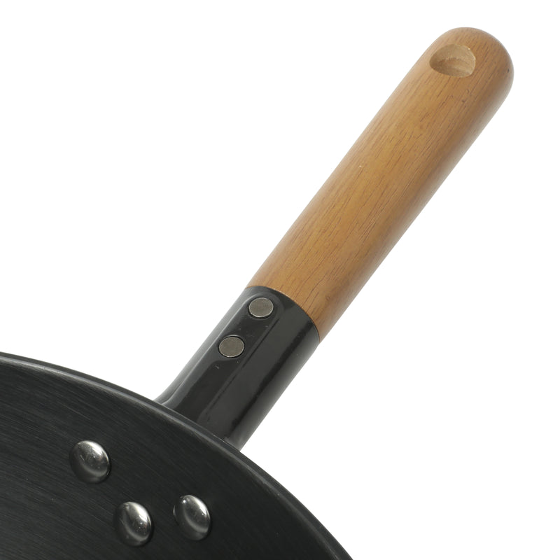 Gibson Home Welton 13.5" Carbon Steel Wok - Black - Wood Handle - Color Sleeve