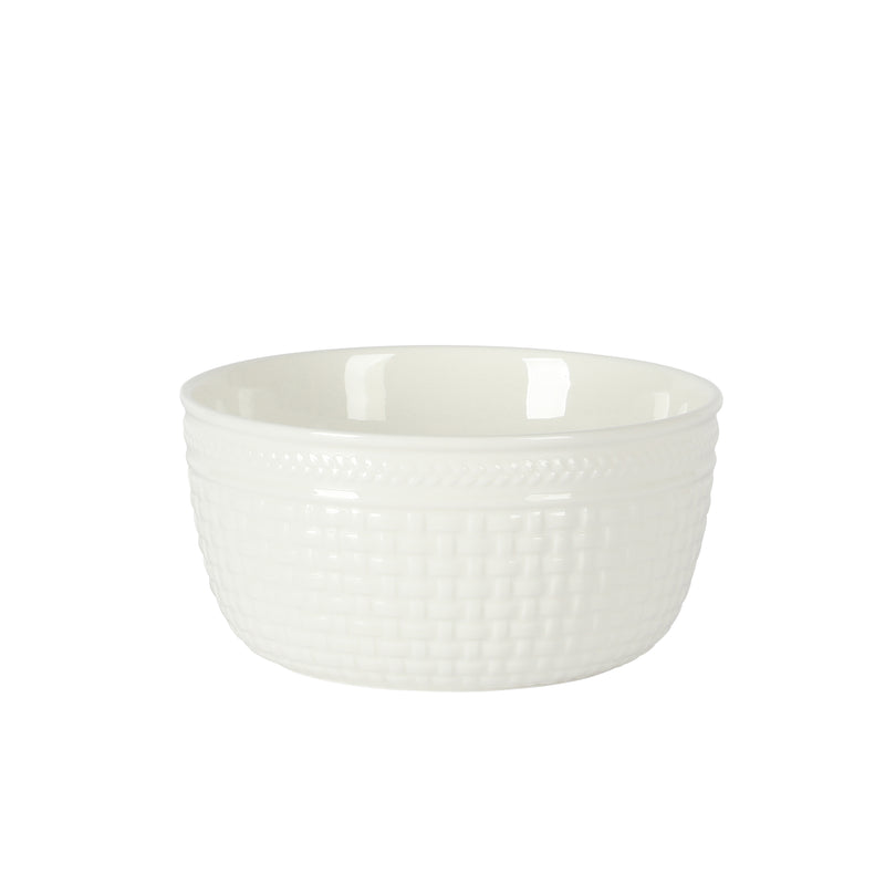 Martha Stewart Basket Weave 12pc Dinnerware Set - White - Embossed - Fine Ceramic - Gift Box