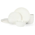 Martha Stewart Basket Weave 12pc Dinnerware Set - White - Embossed - Fine Ceramic - Gift Box