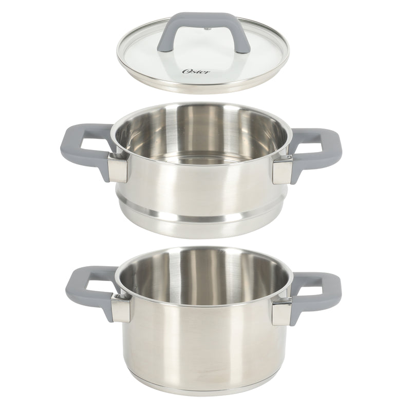Oster Beauford 2.9qt Stainless Steel Steamer Set - Soft Touch Handle - Gift Box