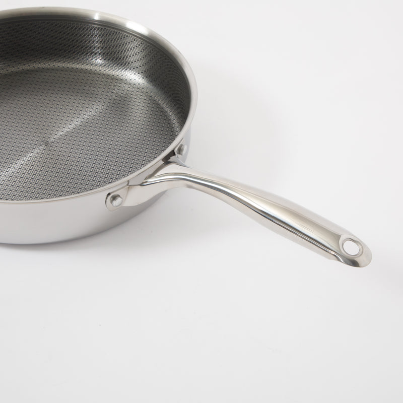 Oster Modessa 4.5qt Tri-Ply Stainless Steel Sauté Pan w/ Glass Lid - Etching Nonstick Interior - Long Handle - Color Sleeve