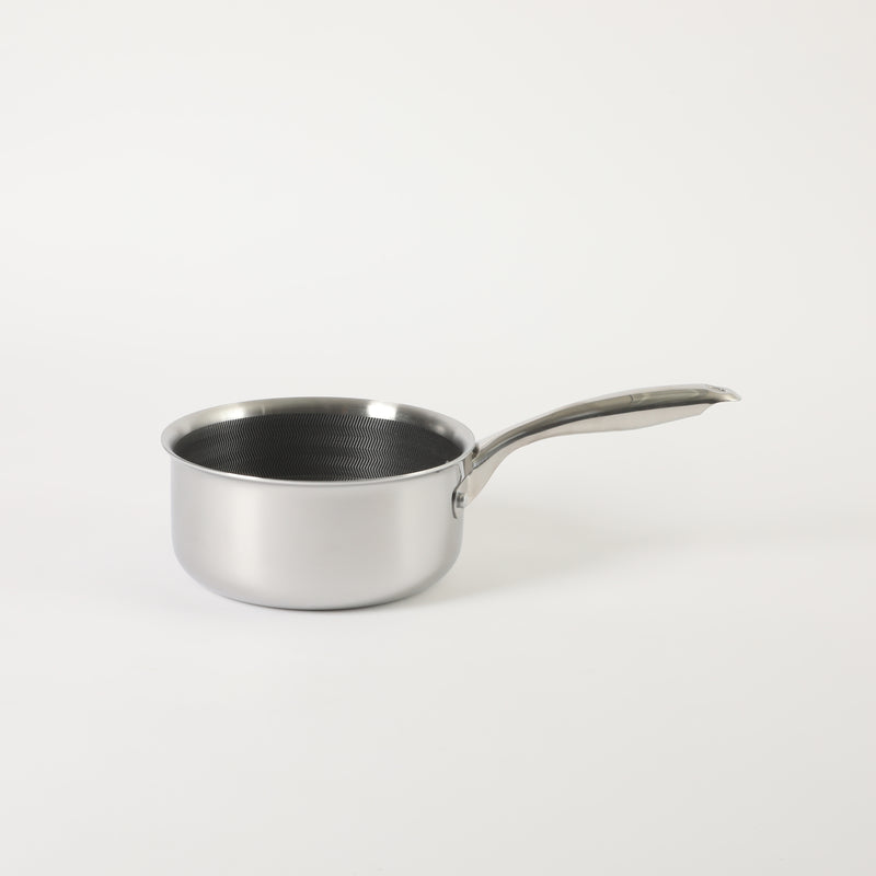 Oster Modessa 2.5qt Tri-Ply Stainless Steel Saucepan w/ Glass Lid - Etching Nonstick Interior - Long Handle - Color Sleeve