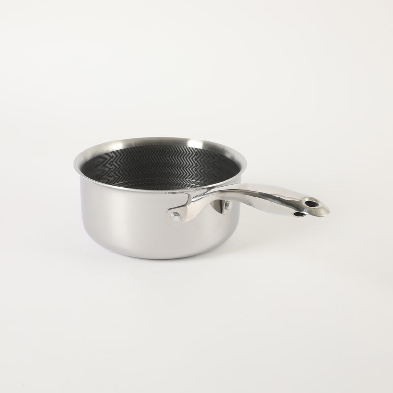 Oster Modessa 2.5qt Tri-Ply Stainless Steel Saucepan w/ Glass Lid - Etching Nonstick Interior - Long Handle - Color Sleeve