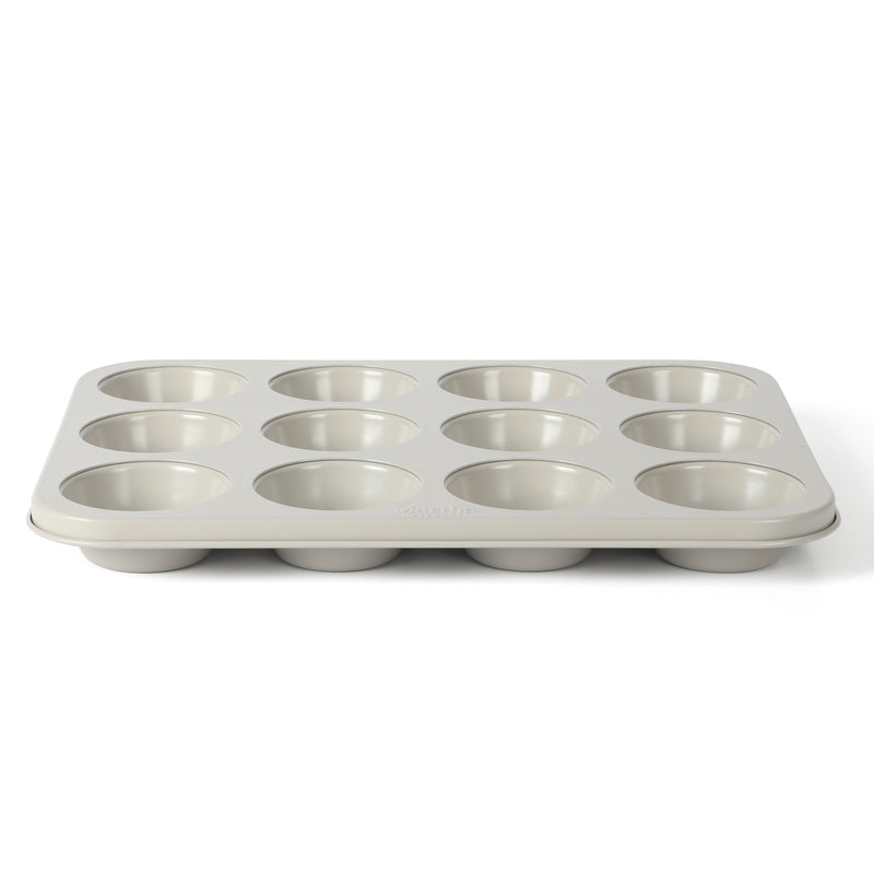Martha Stewart Gallen 12 Cup Carbon Steel Muffin Pan - Cool Grey - Nonstick Interior - Color Label
