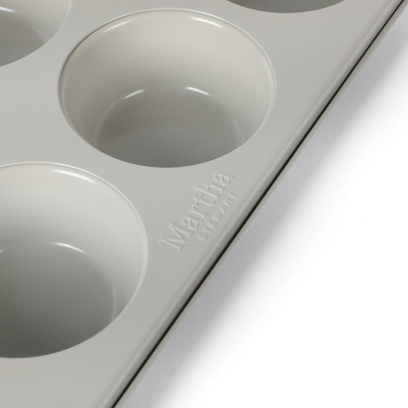 Martha Stewart Gallen 12 Cup Carbon Steel Muffin Pan - Cool Grey - Nonstick Interior - Color Label
