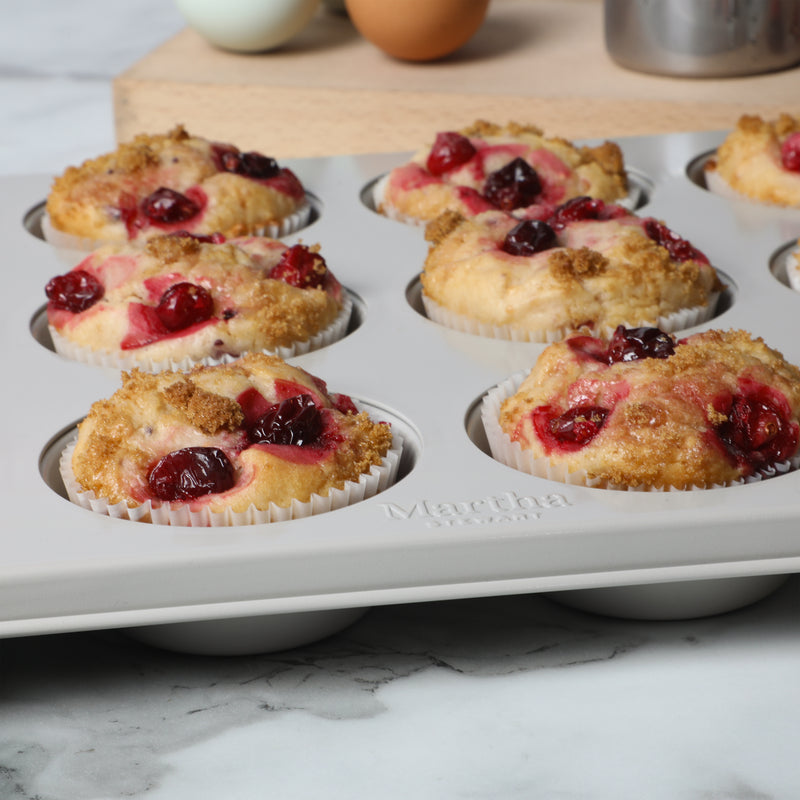 Martha Stewart Gallen 12 Cup Carbon Steel Muffin Pan - Cool Grey - Nonstick Interior - Color Label