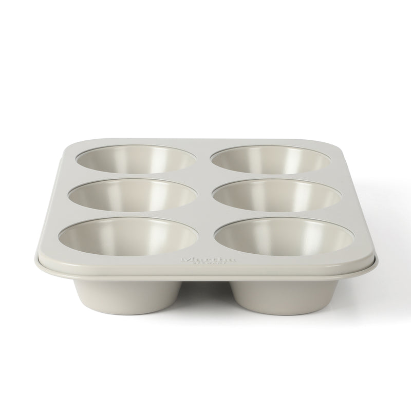 Martha Stewart Gallen 6 Cup Carbon Steel Muffin Pan - Cool Grey - Nonstick Interior - Color Label