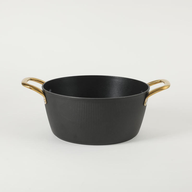 Oster Abbottsford 7qt Aluminum Dutch Oven w/ Flat Glass Lid - Matte Black Stripe - Nonstick - CD Bottom - SS Gold Handle - O/S - Color Sleeve