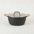 Oster Abbottsford 7qt Aluminum Dutch Oven w/ Flat Glass Lid - Matte Black Stripe - Nonstick - CD Bottom - SS Gold Handle - O/S - Color Sleeve