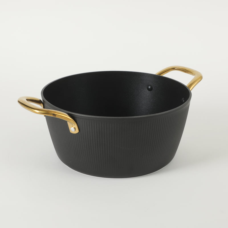 Oster Abbottsford 7qt Aluminum Dutch Oven w/ Flat Glass Lid - Matte Black Stripe - Nonstick - CD Bottom - SS Gold Handle - O/S - Color Sleeve
