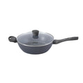 Oster Packham 4qt Aluminum Sauté Pan w/ Glass Lid - Grey - Whitford Granite Speckle Int - Induction - Grey Wood Look Soft Touch Handle - O/S - Color Sleeve