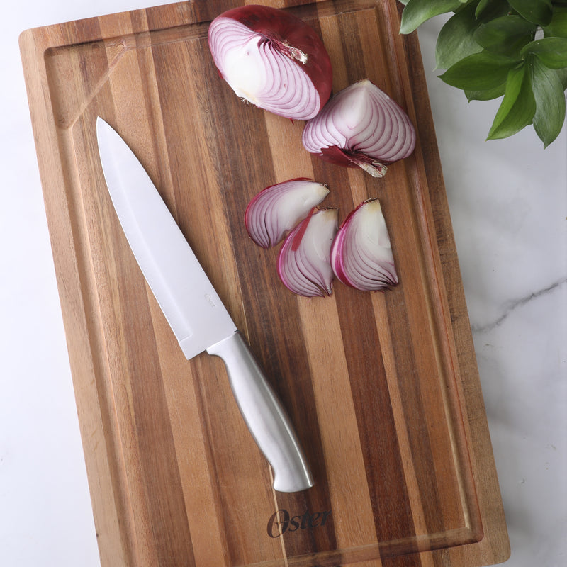Oster Baldwyn 5pc Cutlery Set w/ Rubber Wood Magnetic Stand - SS - GBX