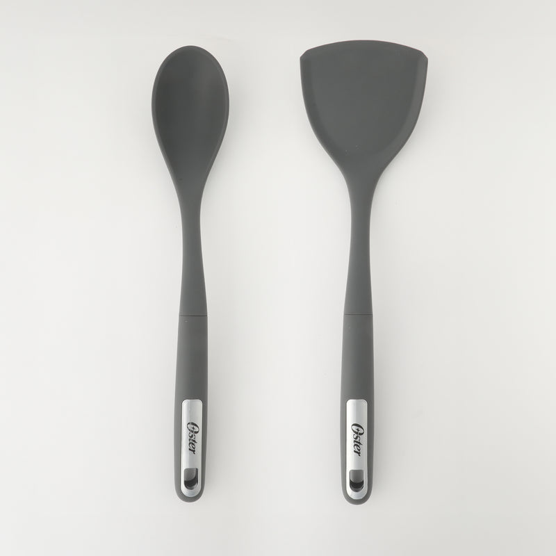 Oster Ridgecrest 2pc 14" Turner & Spoon - Grey - Silicone / Nylon - Tie Card