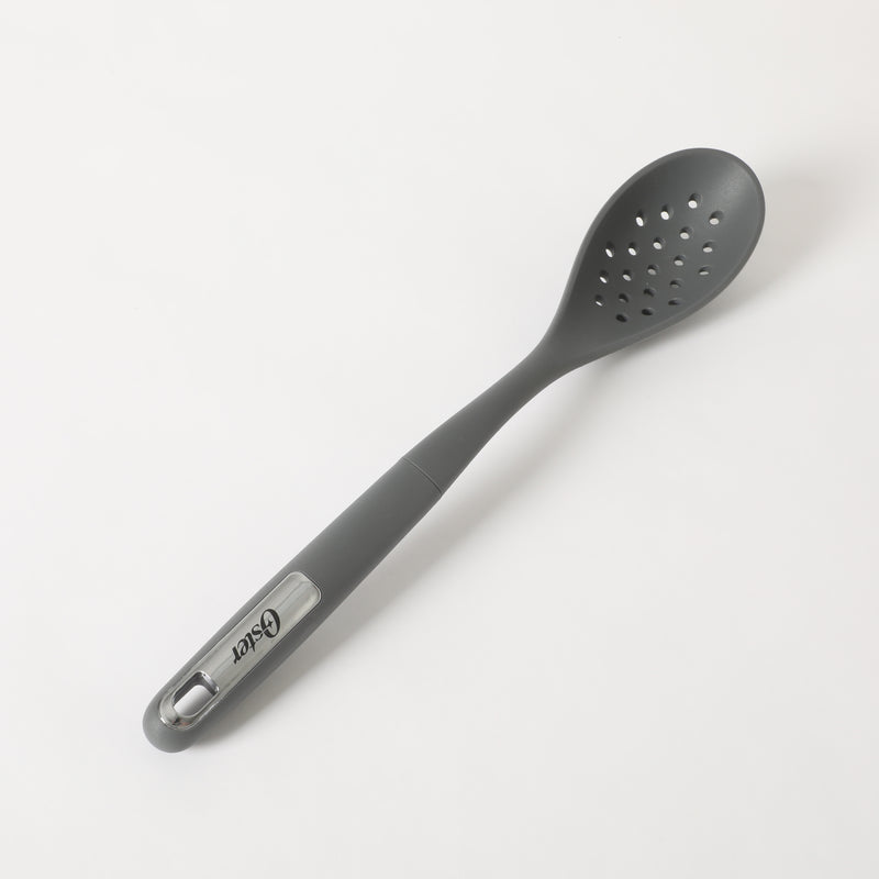 Oster Ridgecrest 2pc 14" Slotted Turner & Slotted Spoon - Grey - Silicone / Nylon - Tie Card