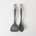 Oster Ridgecrest 2pc 14" Slotted Turner & Slotted Spoon - Grey - Silicone / Nylon - Tie Card