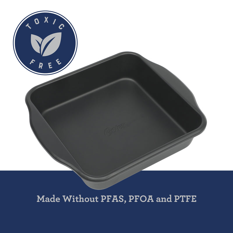 Oster Teston 8" Carbon Steel Cake Pan - Matte Black - Square - Color Label