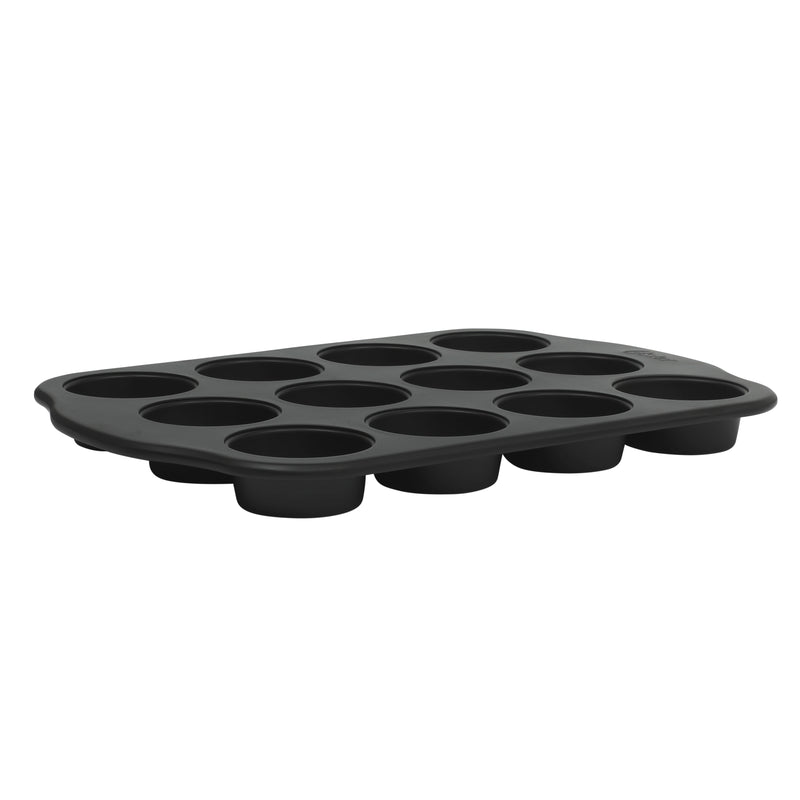 Oster Teston 12 Cup Carbon Steel Muffin Pan - Matte Black - Color Label