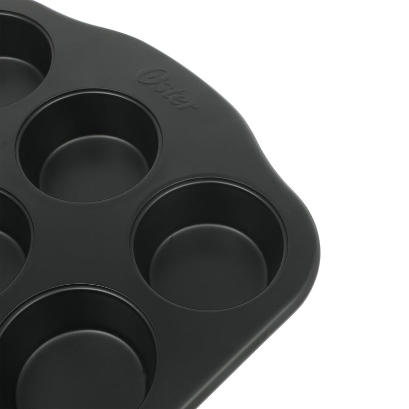 Oster Teston 12 Cup Carbon Steel Muffin Pan - Matte Black - Color Label