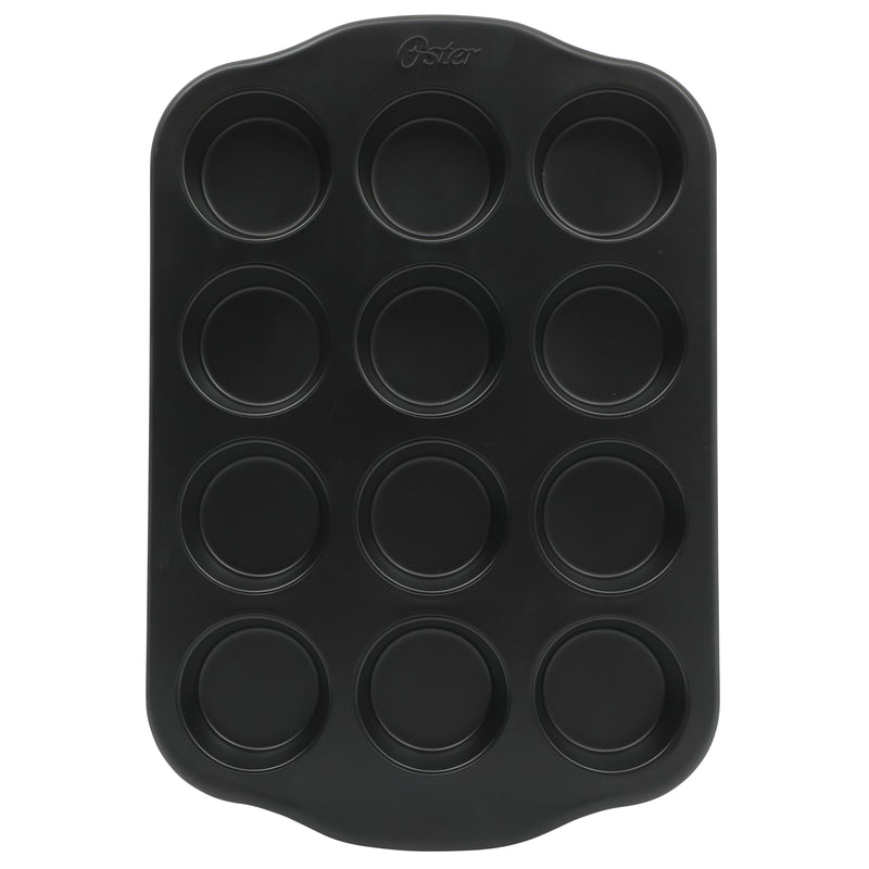 Oster Teston 12 Cup Carbon Steel Muffin Pan - Matte Black - Color Label