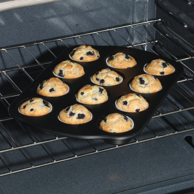 Oster Teston 12 Cup Carbon Steel Muffin Pan - Matte Black - Color Label