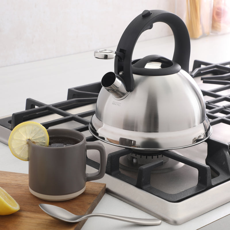 Mr. Coffee Hartbay 2.4qt Stainless Steel Tea Kettle - Silver - Nylon Handle & Knob - Gift Box w/ Hang Tag