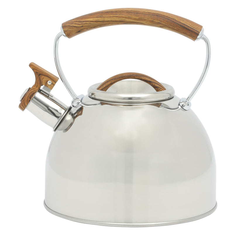 Mr. Coffee Fremont 2qt Stainless Steel Tea Kettle - Metallic Polished - Wood Look Handle - Gift Box w/ Hang Tag