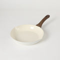 Oster Amberg Choice 9.5" Aluminum Frying Pan - Matte White - White Ceramic Interior - Wood Look Soft Touch Bakelite Handle - O/S - Color Label