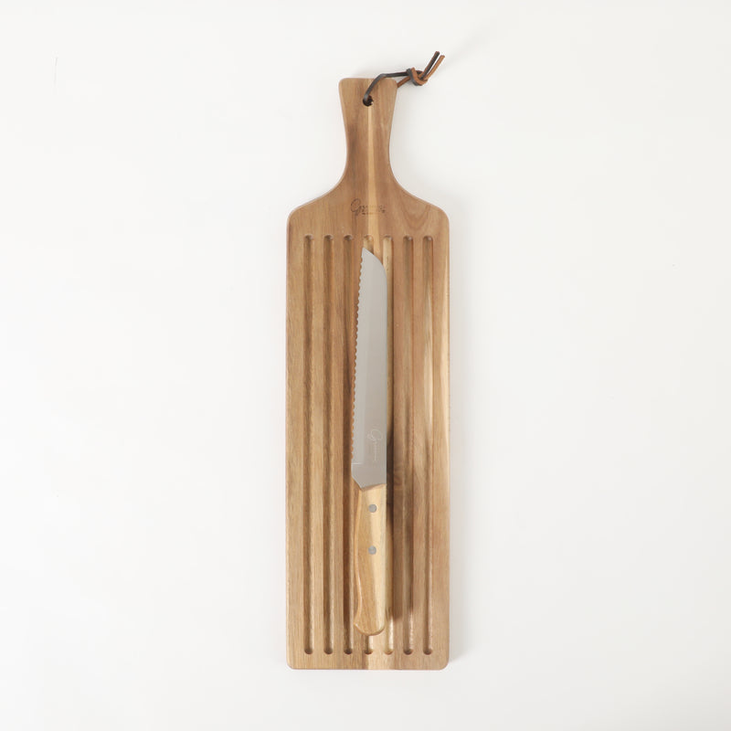 Gibson Elite Gracious Dining Bread Knife w/ Acacia Wood Board - Acacia Handle - Clam Pack w/ Window Box