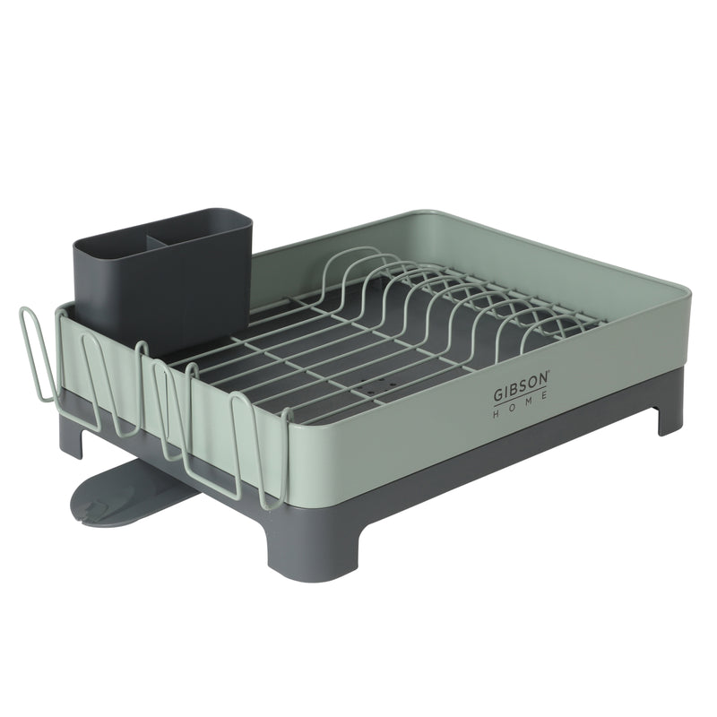 Gibson Home Stainless Steel - 16.3 in L (including the drip water 19.3in) Dish Rack - Galvanized Board w/ Powder Coat - Silk Logo Print - Color Sleeve w/ Remailer