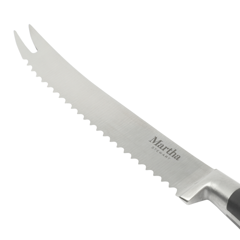 Martha Stewart Carverton 2pc Stainless Steel Tomato Knife & Bird Beak Knife - Black - Traditional Shape - ABS Forged Handle - Gift Box w/ Remailer