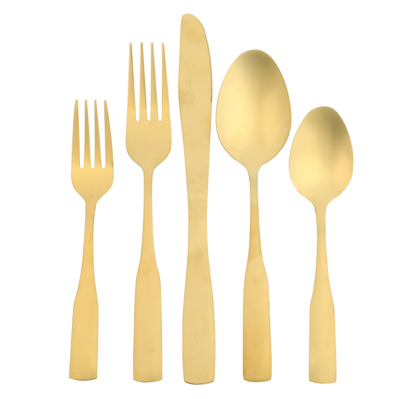 Gibson Home Abbeville 4pc Flatware Set w/ Black Wire Caddy - Service for 8 - Gold PVD - Stainless Steel - Half Box + Pet