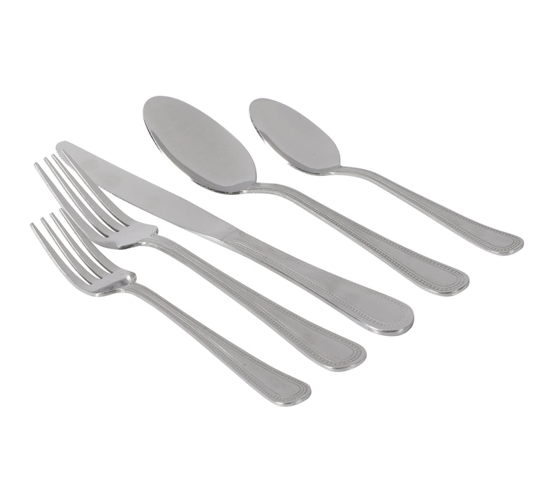 Gibson Home Sinta 87pc Stainless Steel Flatware Set - Service for 12 w/ 3 Hostess Servers - Bead Border Motif - Open Window Gift Box