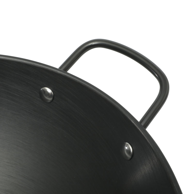Gibson Home Welton 13.5" Carbon Steel Wok - Black - Wood Handle - Color Sleeve