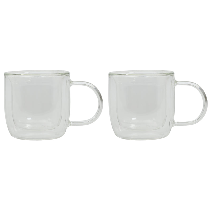 Mr. Coffee Salon Espresso 2pc 3 oz Borosilicate Double Wall Mug Set - Clear - Round - Hand Made - Factory Remailer