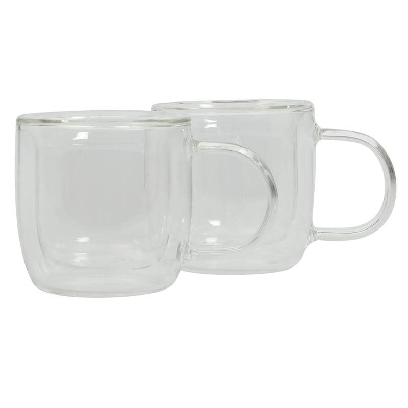 Mr. Coffee Salon Espresso 2pc 3 oz Borosilicate Double Wall Mug Set - Clear - Round - Hand Made - Factory Remailer