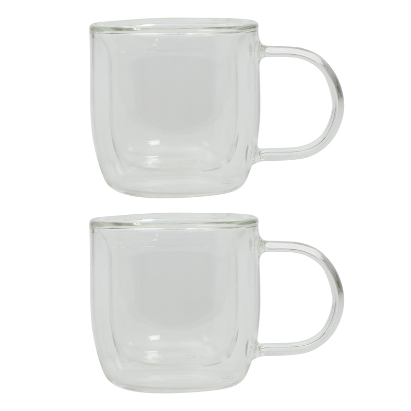 Mr. Coffee Salon Espresso 2pc 3 oz Borosilicate Double Wall Mug Set - Clear - Round - Hand Made - Factory Remailer