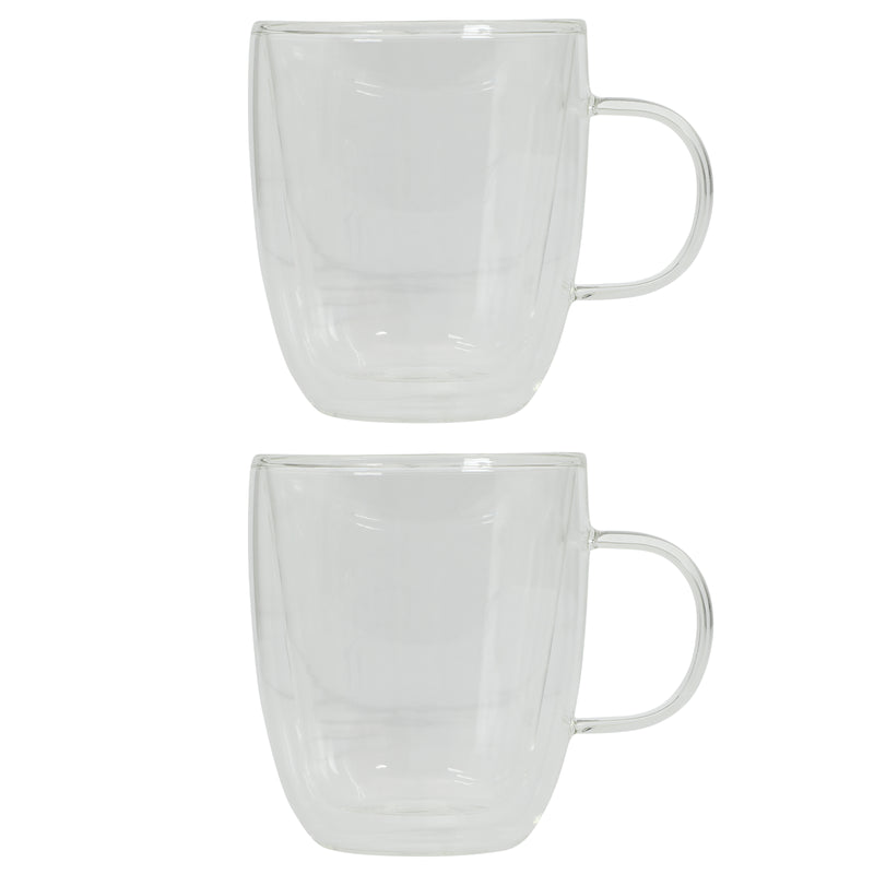 Mr. Coffee Retro Machiatto 2pc 16oz Double Wall Borosilcate Glass Mug Set - Factory Remailer