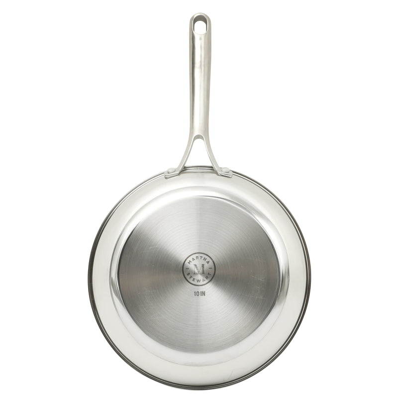 Martha Stewart Castelle10" Stainless Steel Frying Pan - Satin Interior & Polished Exterior - Stainless Steel Handle - Color Sleeve