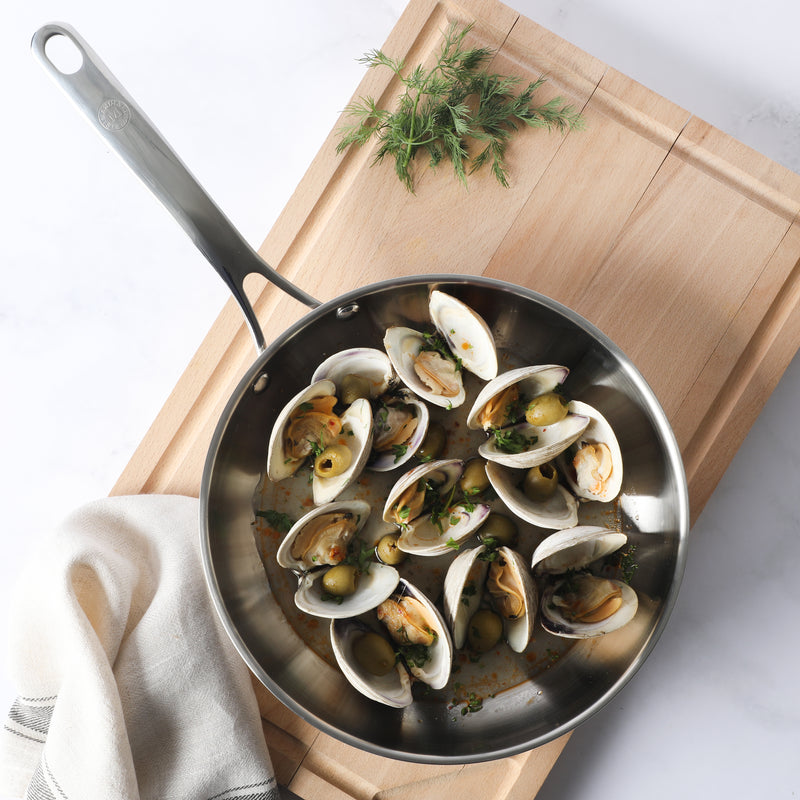 Martha Stewart Castelle10" Stainless Steel Frying Pan - Satin Interior & Polished Exterior - Stainless Steel Handle - Color Sleeve