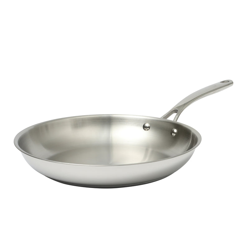 Martha Stewart Castelle 12" Stainless Steel Frying Pan - Satin Interior & Polished Exterior - Stainless Steel Handle - Color Sleeve