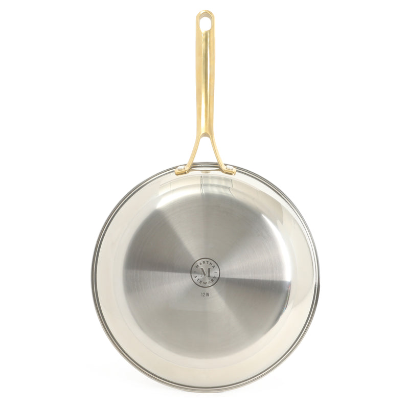 Martha Stewart Castelle 12" Stainless Steel Frying Pan - Satin Interior & Polished Exterior - Stainless Steel Handle - Color Sleeve