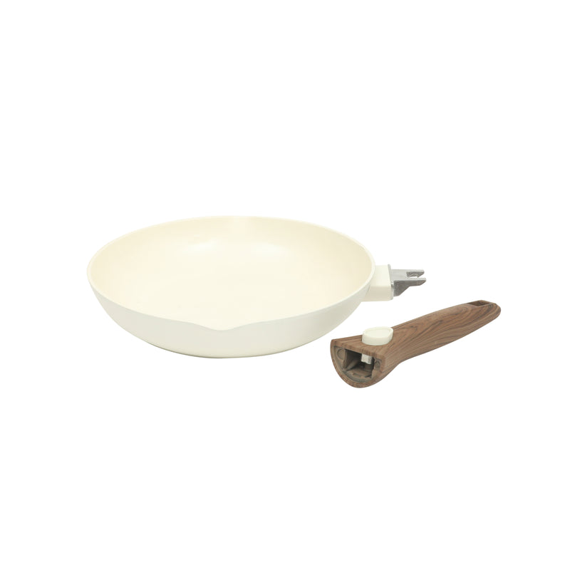 Oster Smarthandle Advance 18pc Forged Aluminum Cookware Combo Set - Matte Linen - Ceramic Non-Stick Interior - Induction Base - Detachable Wood Look Bakelite Handle - Gift Box