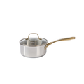 Martha Stewart Castelle 2. 5 qt Stainless Steel Saucepan w/ Lid - Satin Polish Interior - Gold PVD Handle - Impact Bonded Base - Color Sleeve