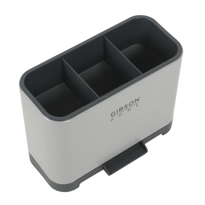 Gibson Home Ledgebrook - 7.04 IN L X 3.74 IN W X 5.3 IN H Sink Caddy  - Metal Panel / PP Base / ABS Cover / Powder Coat Tray - Silk Logo Print - SS - Gift Box w/ Remailer